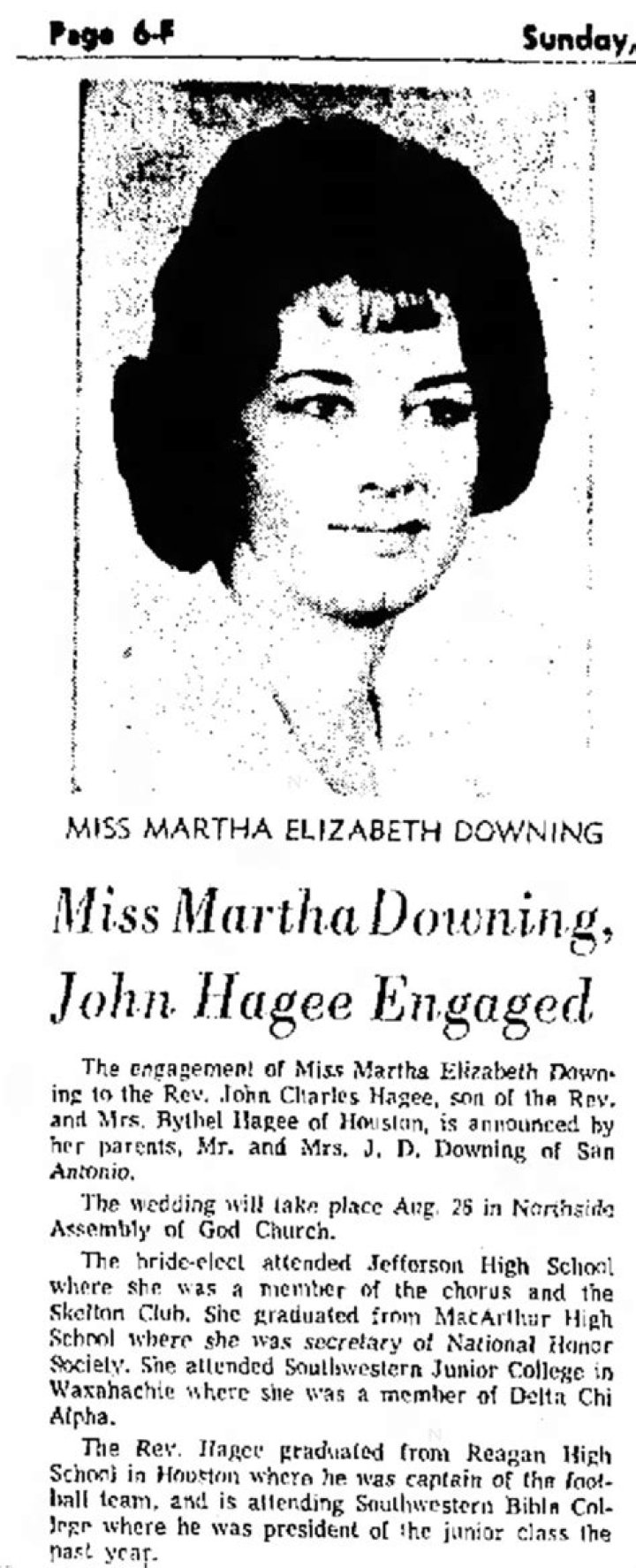 Remembering Martha Downing Hagee: A Life Honored in Her Obituary